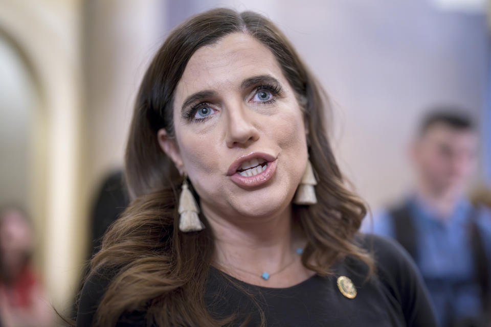 FILE - Rep. Nancy Mace, R-S.C., speaks with reporters at the Capitol in Washington, May 24, 2023. The Supreme Court is taking up a new congressional redistricting case, this time from South Carolina, that could shape the fight for partisan control of the House of Representatives. Arguments taking place at the high court on Oct. 11 will focus on a coastal district that is held by Mace. (AP Photo/J. Scott Applewhite, File)