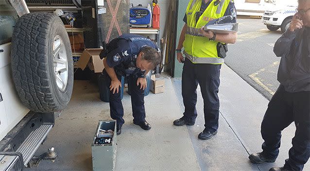 The officers were shocked at the discovery of the two reptiles. Photo: Queensland Police Service