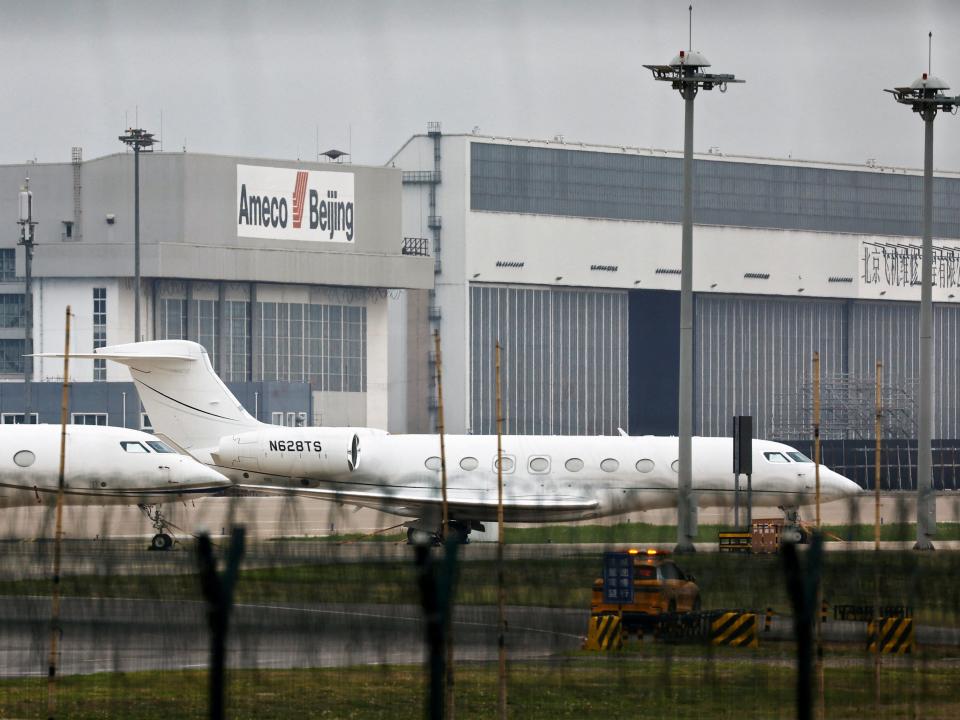 Elon Musk's private jet landed at an airport in Beijing on Tuesday.