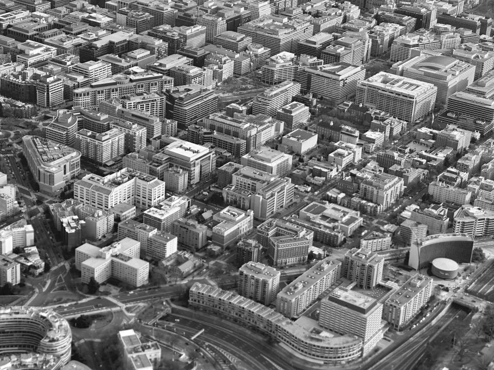 An aerial view of downtown Washington, D.C.