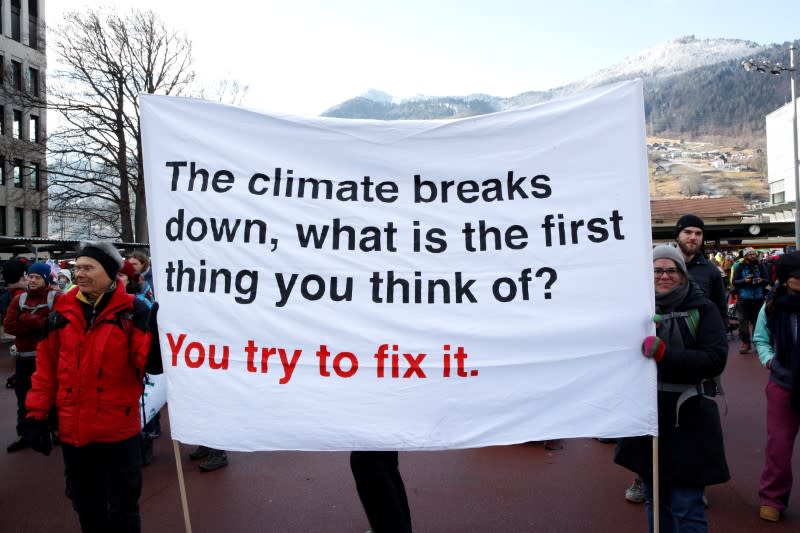 Climate protesters demonstrate against WEF in Landquart