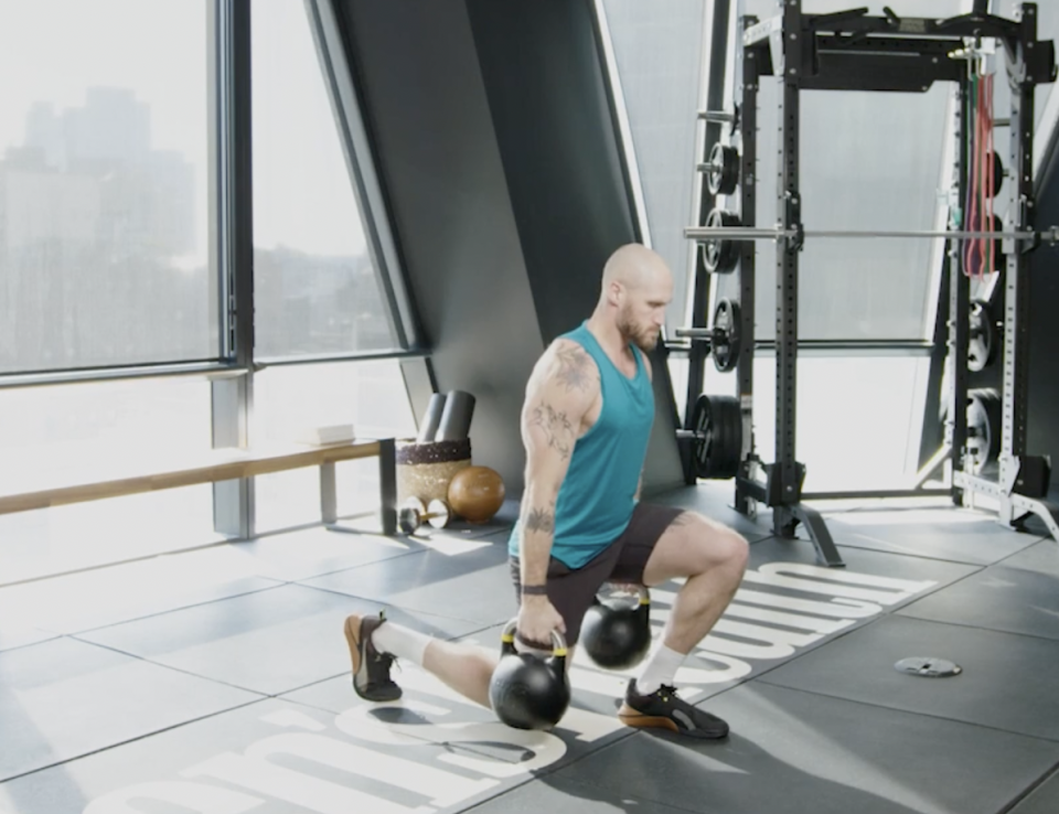 a man working out on a gym floor