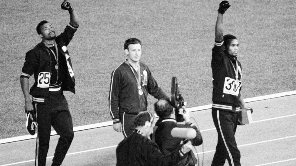 Tommie Smith, Peter Norman and John Carlos. Image: Getty