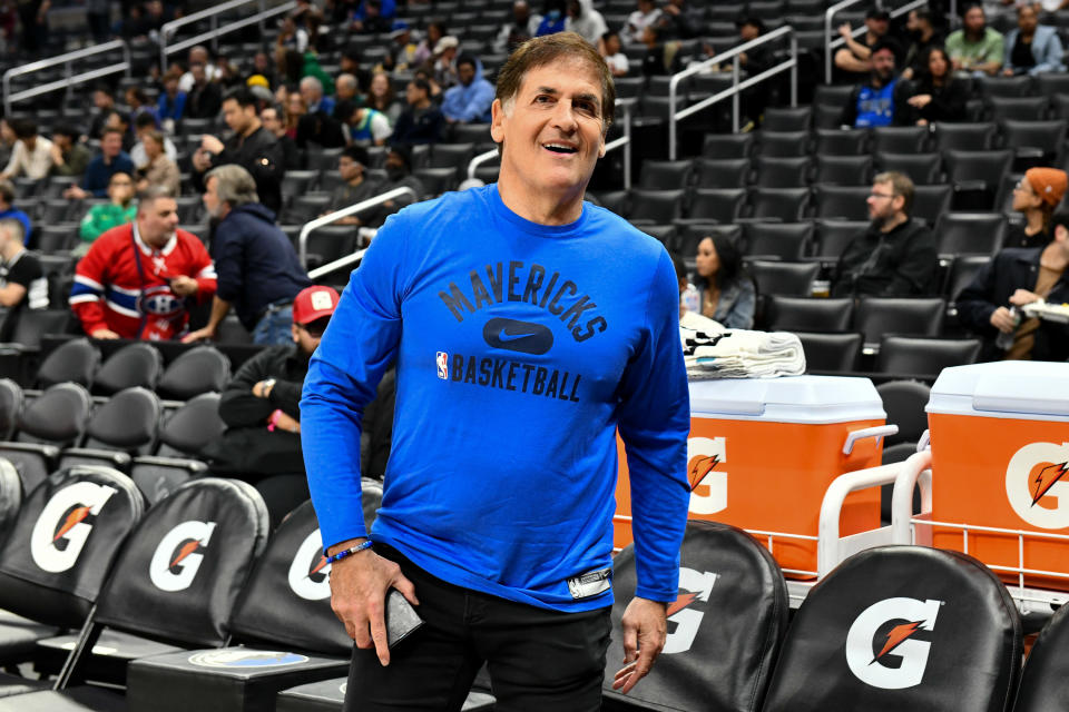 LOS ANGELES, CALIFORNIA - NOVEMBER 25: Mark Cuban attends a basketball game between the Los Angeles Clippers and the Dallas Mavericks at Crypto.com Arena on November 25, 2023 in Los Angeles, California. NOTE TO USER: User expressly acknowledges and agrees that, by downloading and or using this photograph, User is consenting to the terms and conditions of the Getty Images License Agreement. (Photo by Allen Berezovsky/Getty Images)