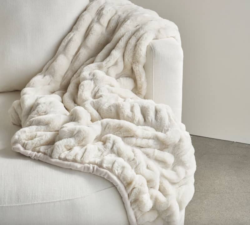 Faux Fur Ruched Throw