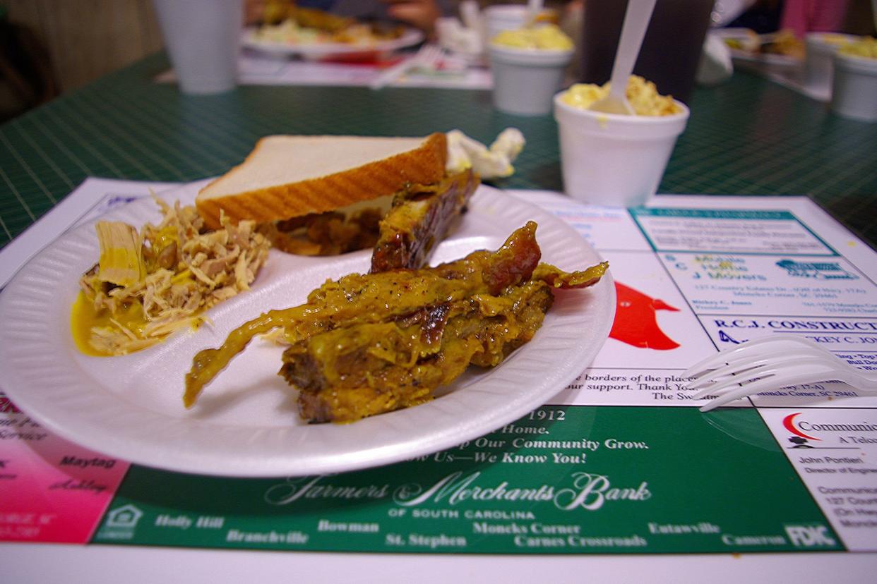 smoked ribs with south carolina mustard sauce