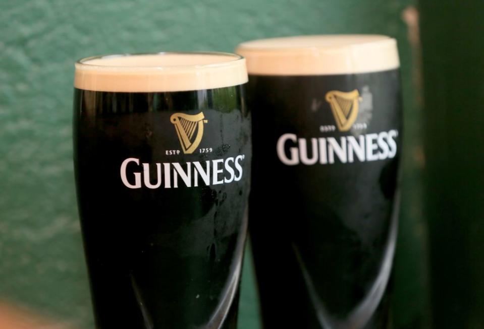 Pints of Guinness are photographed at the Gap of the North pub in the border village of Jonesborough in south Armagh, northern Ireland.
