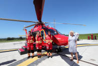 The Duchess of Cornwall during a visit to Cornwall Air Ambulance Trust's base in Newquay to launch the new "Duchess of Cornwall" helicopter, while on a three day visit to Cornwall with the The Prince of Wales.