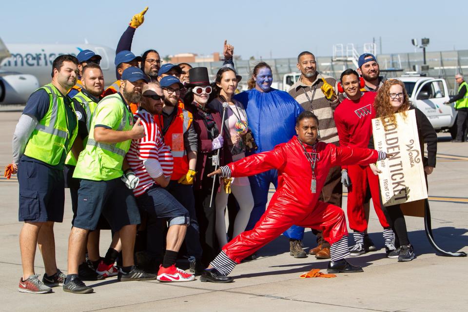 Some Jet Pull teams wore themed costumes, like team "Oompa Loompa," Thursday, Oct. 31, 2019.