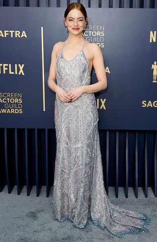 <p>Frazer Harrison/Getty</p> Emma Stone attends the 30th annual Screen Actors Guild Awards on Feb. 24, 2024