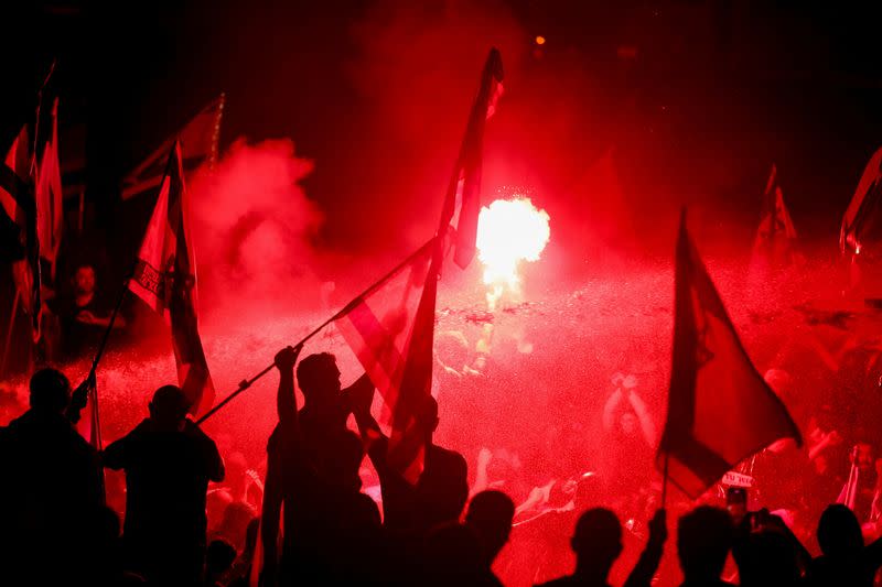 Protest in Tel Aviv after the police chief quit, citing government meddling against anti-government protesters