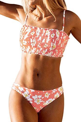 9) Floral Smocked Bandeau Bikini