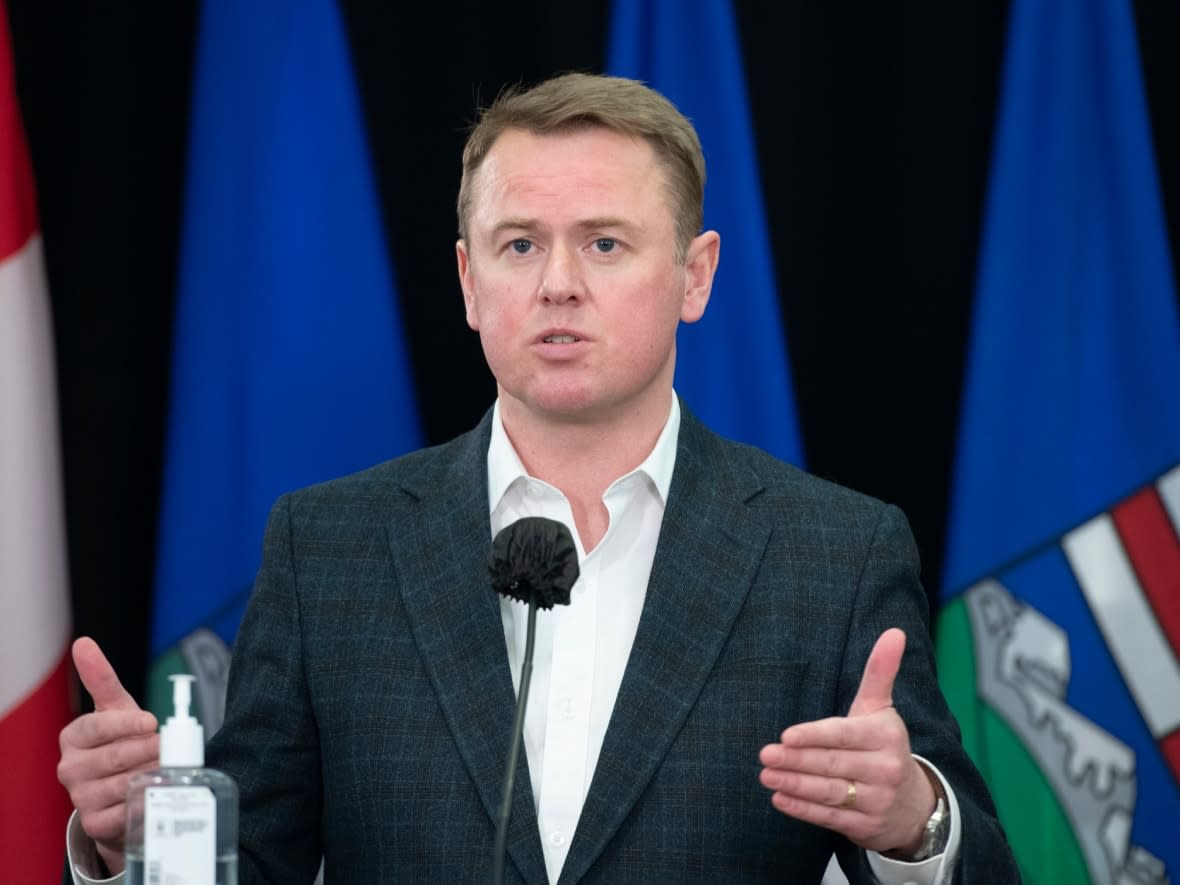 Minister of Justice Tyler Shandro was questioned at a Law Society of Alberta conduct hearing on Jan. 26, 2023.   (Government of Alberta - image credit)