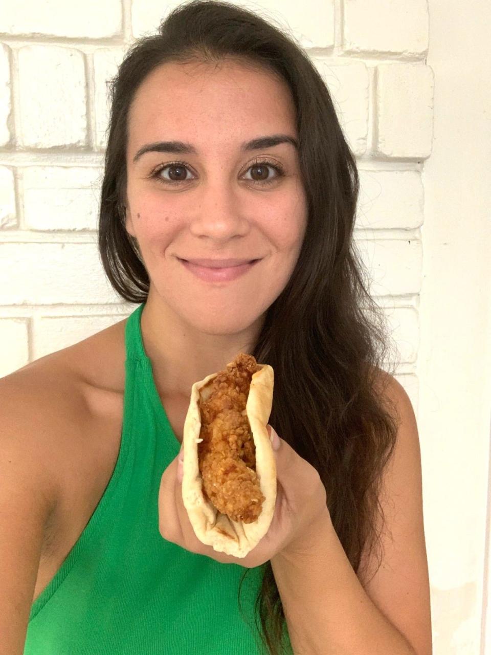 Anneta with Taco Bell Crispy Chicken Sandwich Taco