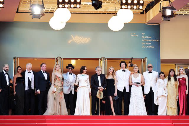 <p>Ernesto Ruscio/Getty </p> Shia LaBeouf, Jon Voight, D. B. Sweeney, Grace VanderWaal, Giancarlo Esposito, Aubrey Plaza, Francis Ford Coppola, Romy Croquet Mars, Adam Driver, Nathalie Emmanuel, Laurence Fishburne, Kathryn Hunter, Talia Shire and Chloe Fineman attend the "Megalopolis" Red Carpet at the 77th annual Cannes Film Festival