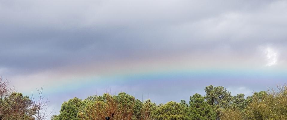 A rainbow appears around 12:45 p.m. in southwest Fayetteville and Cumberland County on Saturday, Jan. 6, 2024.