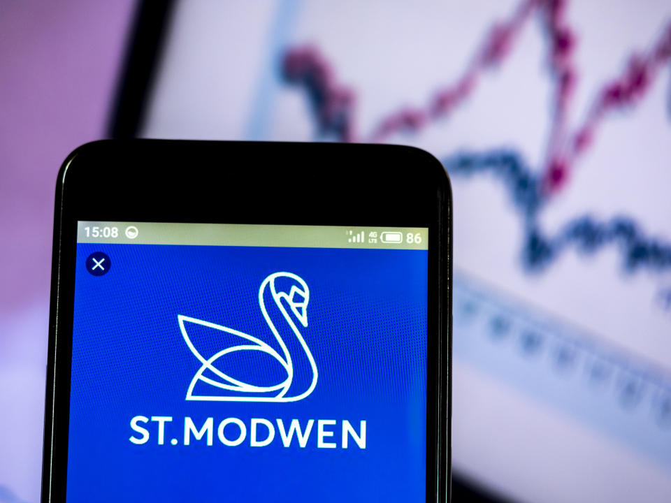 UKRAINE - 2019/03/21: In this photo illustration a St. Modwen Properties Plc logo seen displayed on a smart phone. (Photo Illustration by Igor Golovniov/SOPA Images/LightRocket via Getty Images)
