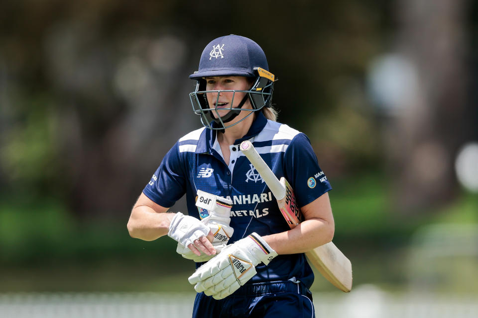 Ellyse Perry walks off.