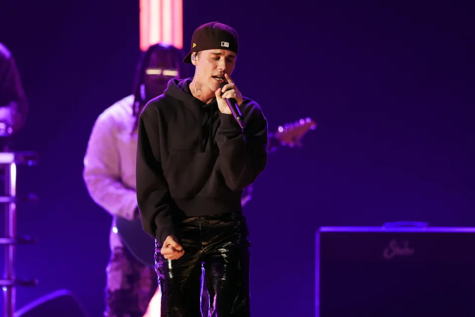  Justin Bieber performs onstage during the 64th Annual GRAMMY Awards astatine  MGM Grand Garden Arena connected  April 03, 2022 successful  Las Vegas, Nevada. (Photo by Rich Fury/Getty Images for The Recording Academy)