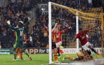 Football Soccer Britain- Hull City v Manchester United - Premier League - The Kingston Communications Stadium - 27/8/16 Manchester United's Marcus Rashford scores their first goal Action Images via Reuters / Lee Smith