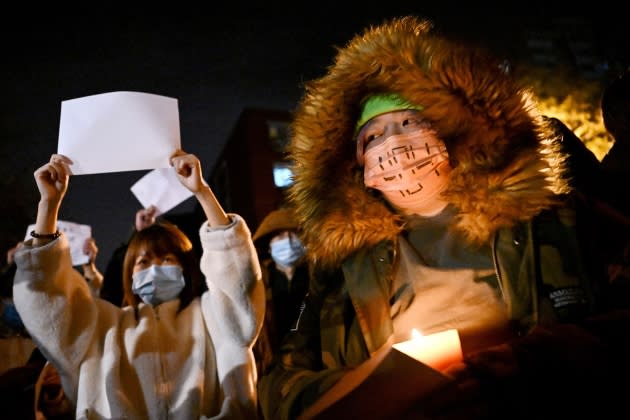 china-suppressing-twitter-protests.jpg TOPSHOT-CHINA-HEALTH-VIRUS-PROTEST - Credit: Noel Celis/AFP/Getty Images