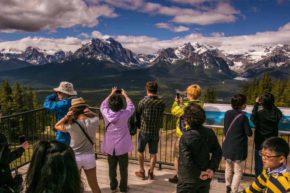 LAKE LOUISE, CANADA - JUNE 27: The ski area and nearby ski gondola observation deck becomes a popular destination for summer visitors on June 27, 2013 in Lake Louise, Alberta, Canada. Major flooding along the Bow River in June washed out the Trans-Canada Highway 1 for nearly a week, forcing park visitors to cancel their vacation plans. (Photo by George Rose/Getty Images)