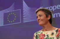 FILE PHOTO: European Competition Commissioner Margrethe Vestager addresses a news conference on an antitrust case in Brussels