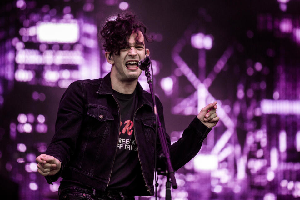 Photo of Matty Healy of The 1975 performing live