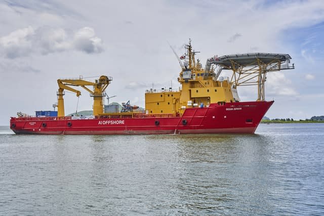 The research vessel Ocean Zephyr lays off Victoria