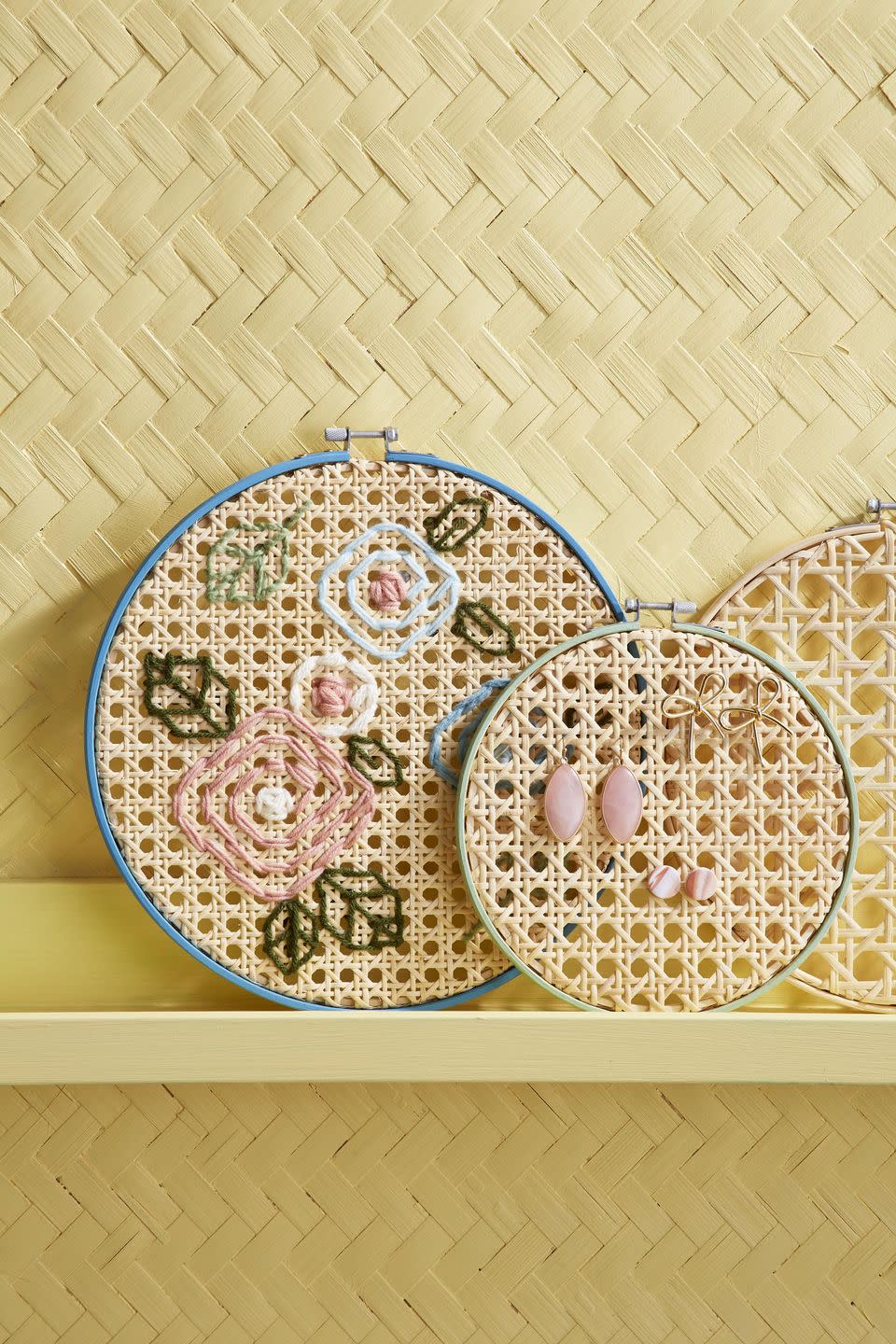 Stitched Artwork or Jewelry Holder Embroidery Hoops