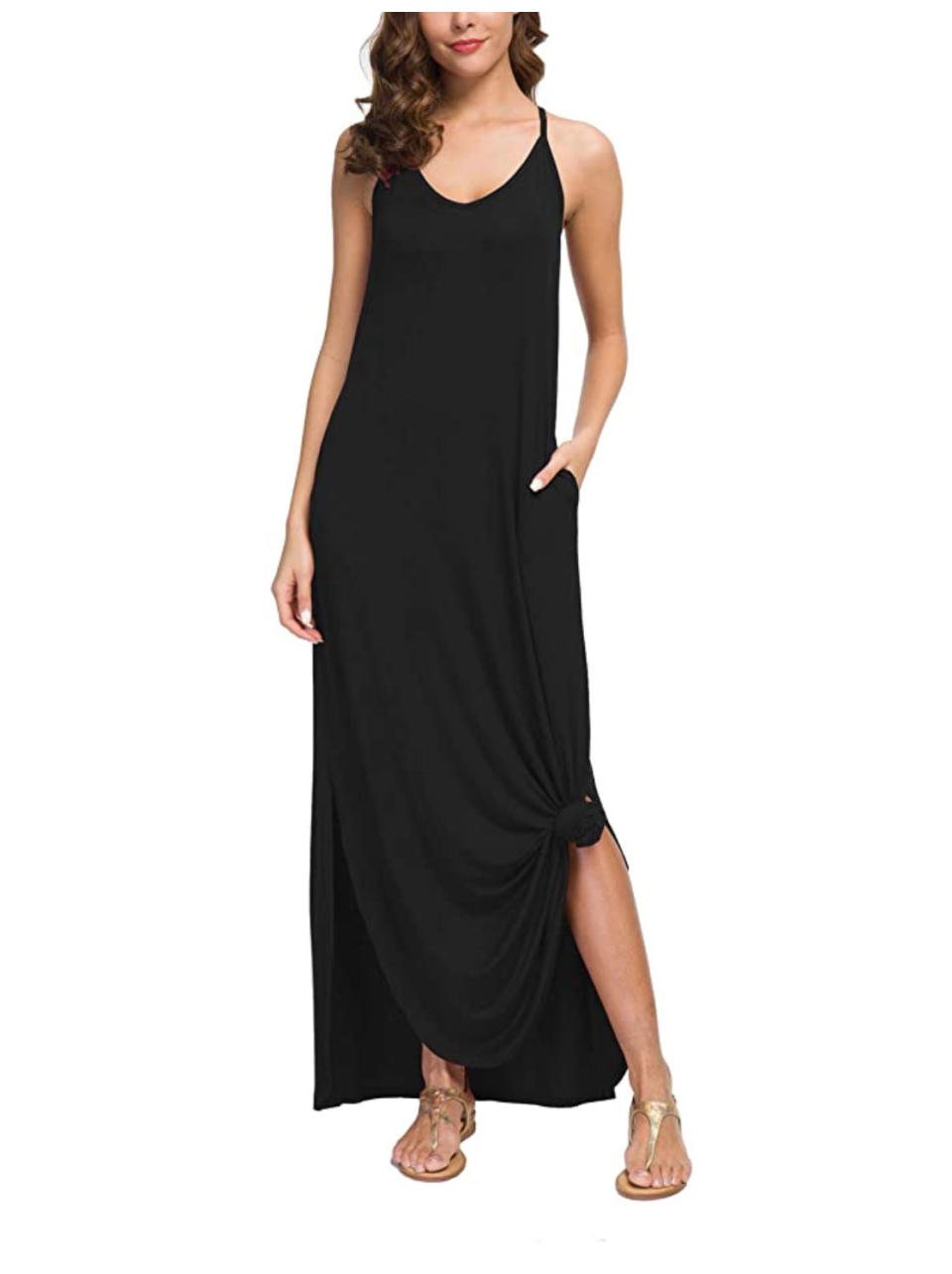 GRECERELLE Women’s Summer Casual Loose Dress Beach Cover Up Long Cami Maxi Dress with Pockets