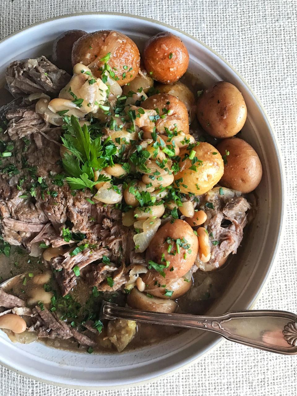 <p>Meat and potatoes, made easy.</p><p>Get the recipe from <a rel="nofollow noopener" href="http://www.delish.com/cooking/recipe-ideas/recipes/a49771/slow-cooker-pot-roast-and-potatoes-recipe/" target="_blank" data-ylk="slk:Delish;elm:context_link;itc:0;sec:content-canvas" class="link ">Delish</a>.</p>