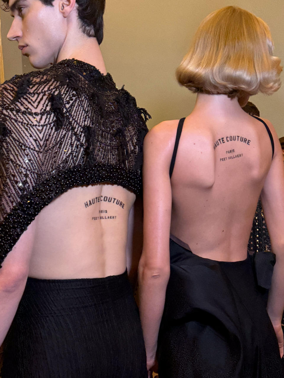 Models backstage at the Peet Dullaert Paris Fashion Week SS24 show.