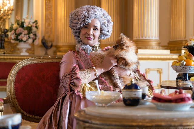 <p>LIAM DANIEL/NETFLIX</p> Golda Rosheuvel as Queen Charlotte in 'Bridgerton'.