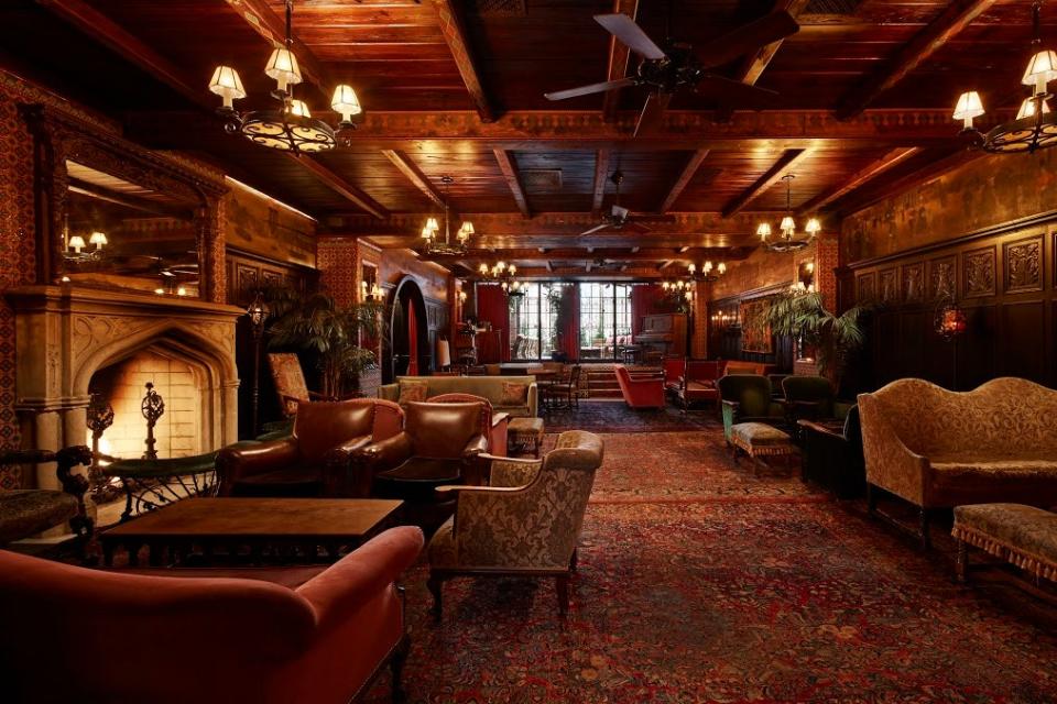 The old-world charm of this downtown hotel’s lobby is reminiscent of a Wes Anderson film, with its worn-in Persian rugs, taxidermy, plush velvet armchairs, and uniformed bellhops.