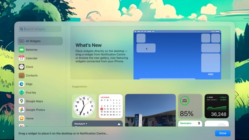 macOS lets you drag and drop widgets into place. <em>Credit: David Nield</em>