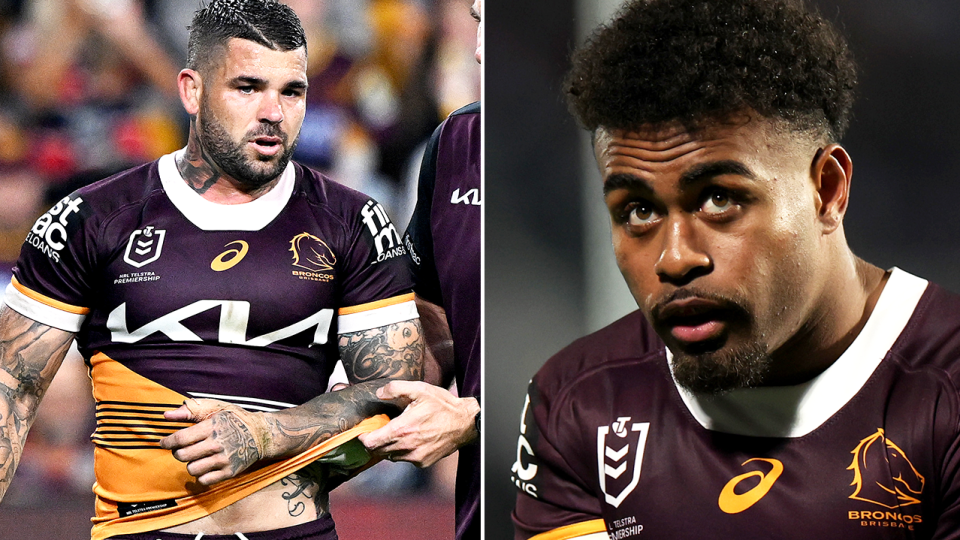 Broncos five-eighth Ezra Mam (pictured right) has admitted he has missed halves partner Adam Reynolds (pictured) as the halfback prepares for an NRL return. (Getty Images)