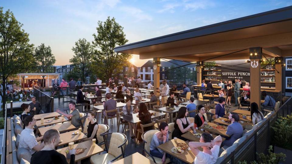 A rendering of the Suffolk Punch Brewing patio at Birkdale Village. Suffolk Punch Brewing
