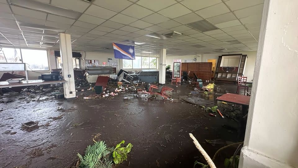 US military buildings damaged by the rogue waves on Kwajalein Atoll, January 21, 2024. - U.S. Army Garrison-Kwajalein Atoll