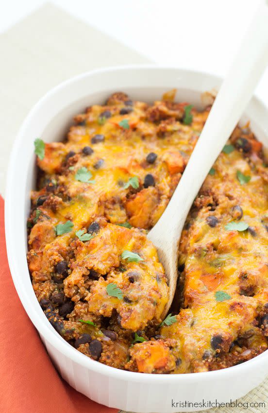 Quinoa and Sweet Potato Enchilada Casserole