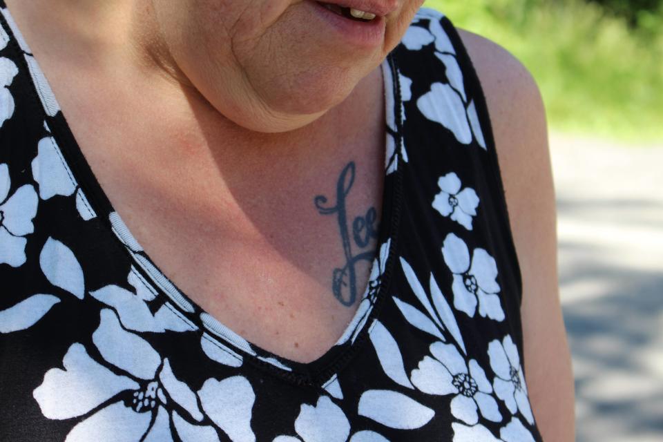 Charlene Sebring had her son's name tattooed over her heart on the first anniversary of his murder.