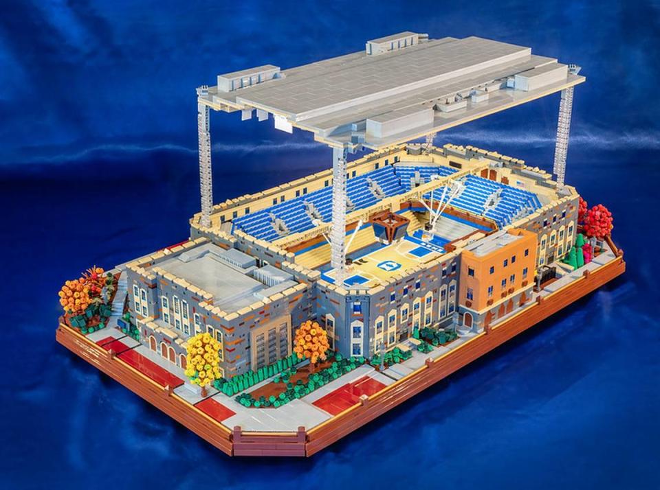 Scott Walker’s Lego creation of Duke’s Cameron Indoor Stadium uses 15,000 bricks and is detailed down to the brass railings.