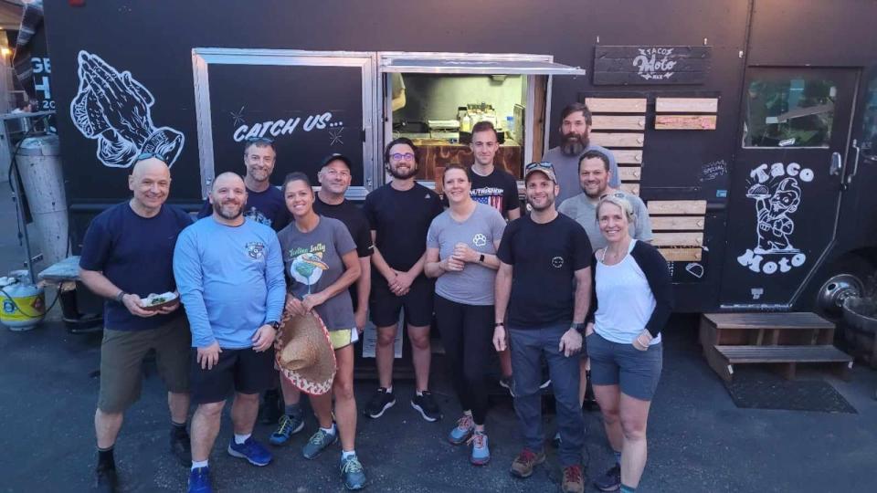 Good Land Ruck Club members stop for tacos after a workout.