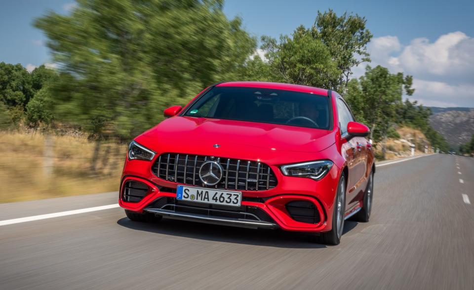 <p>The CLA45's limited-slip rear diff enhances the car's dynamic abilities, including the ability to lay down black stripes in Walmart parking lots everywhere.</p>