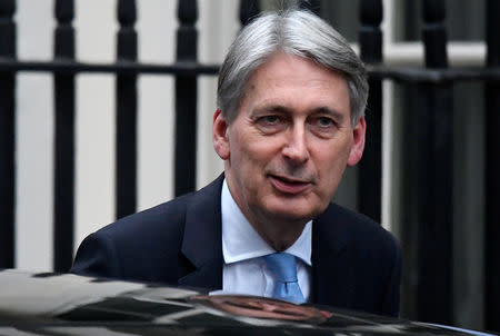 Britain's Chancellor of the Exchequer Philip Hammond leaves 11 Downing Steet in London, Britain, December 17, 2018. REUTERS/Toby Melville