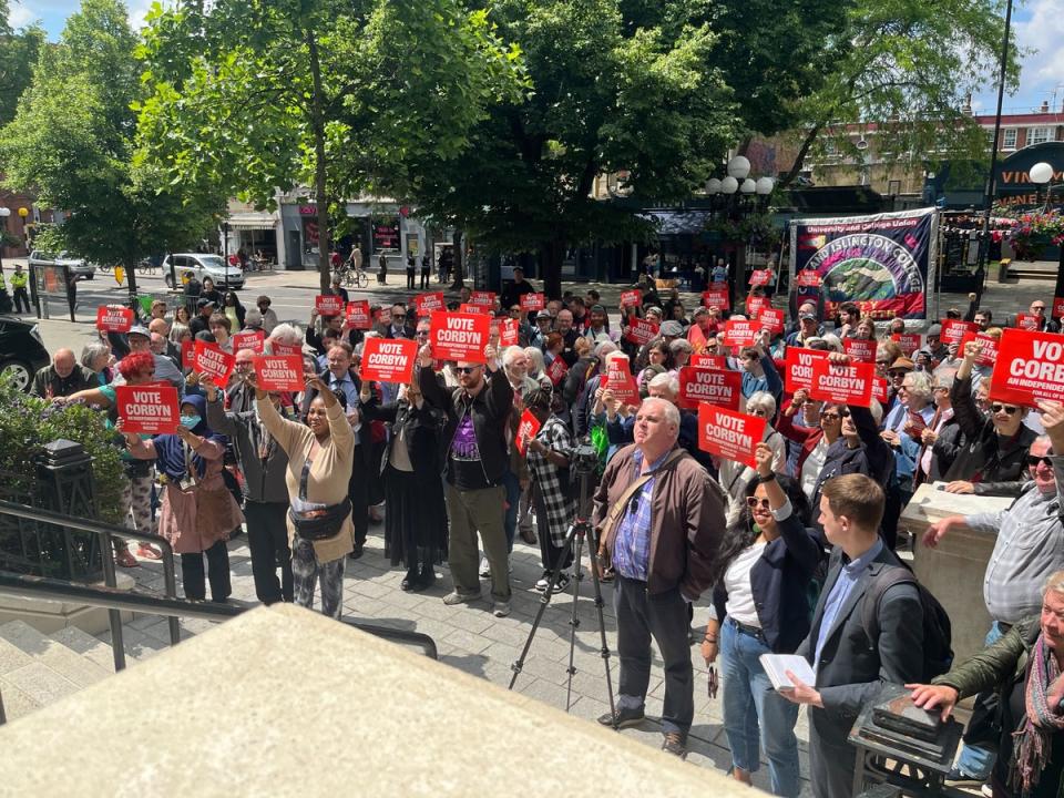 Supporters gathered in Islington for Mr Corbyn’s launch (Independent)