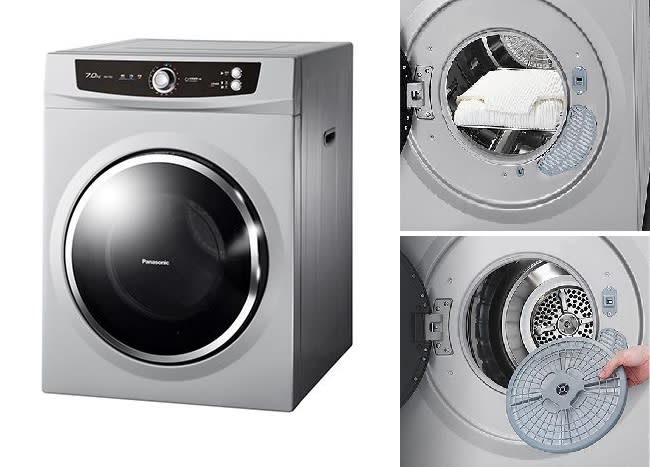 ▲乾衣機可架在洗衣機上方，減少佔地面積，衣服不乾問題一勞永逸。（圖片來源：Yahoo超級商城） 