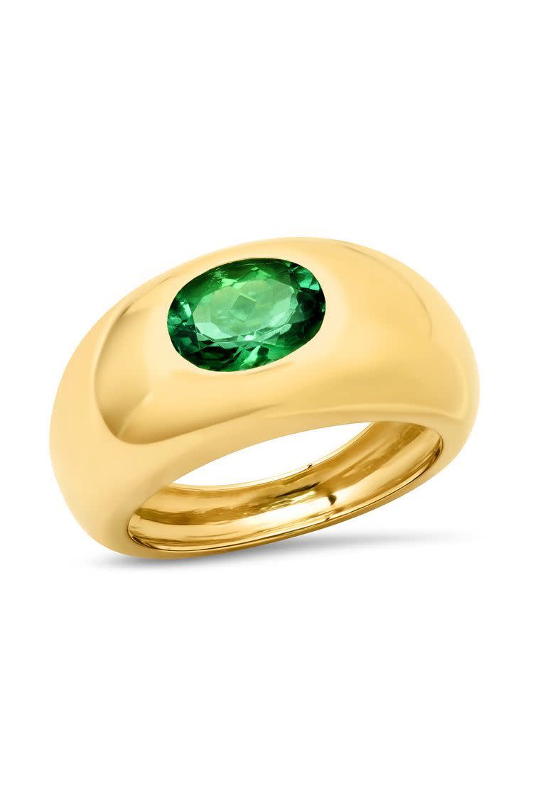 14K YG Emerald Gypsy Ring