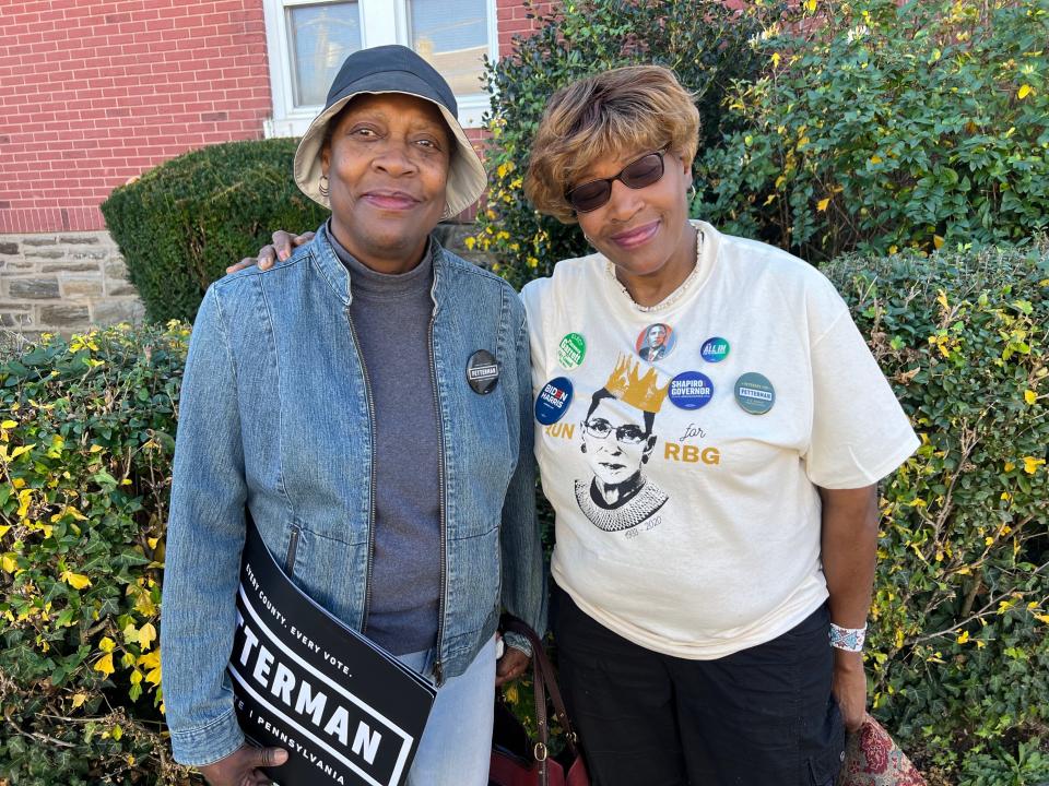 Danese Saunders, 70, left, and Deborah Garrett, 72, who are carrying on their mother’s legacy of working to get Philadelphia voters to the polls on Election Day.