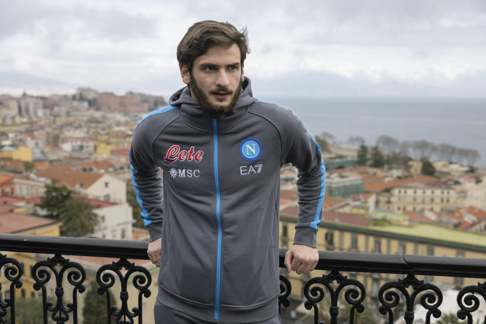 El futbolista georgiano Khvicha Kvaratskhelia en Nápoles, Italia, el 8 de marzo de 2023. (Roberto Salomone/The New York Times)
